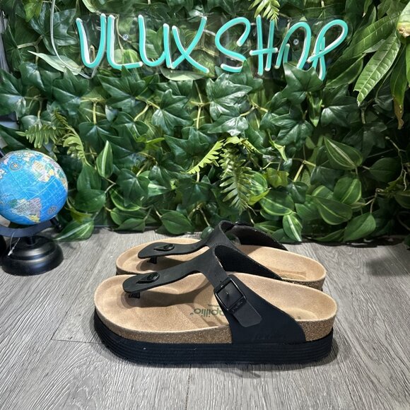 papillio by birkenstock platform sandals 8 - 8.5 gizeh vegan summer Black 39 - Picture 4 of 7